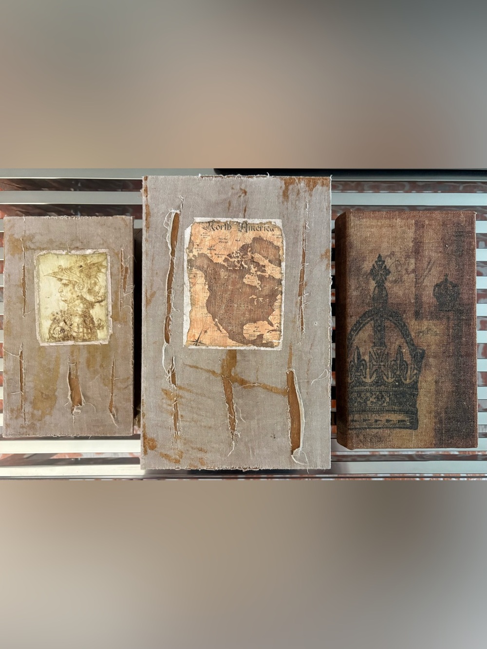 Set of Vintage Style Wooden Book Boxes Like New!